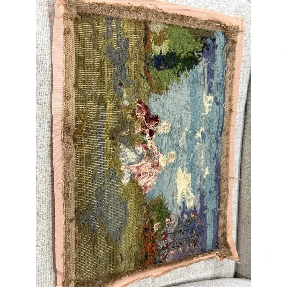 Vintage Hand Needlepoint Tapestry Romantic‎ Courting Couple Wall Panel Unframed